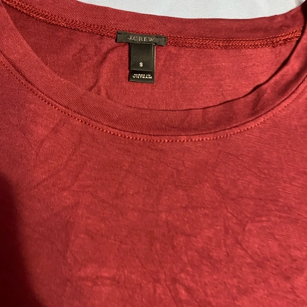 NWOT .. J. Crew Red Ruffled Short Sleeve Tunic